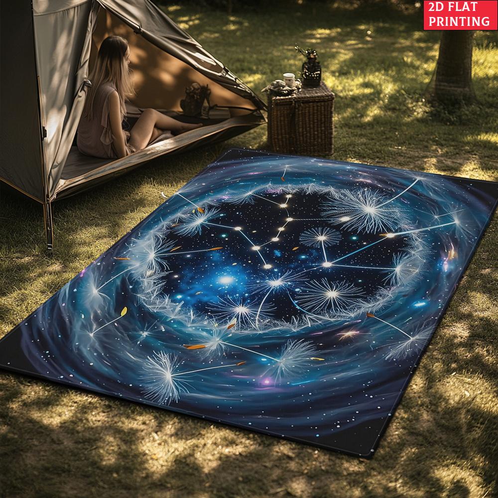 Dandelion Constellation Galaxy Rug, Starry Sky Area Carpet for Living Room Game Room Bedroom, Non-Slip Floor Mat Home Decor