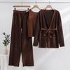 3PCs Suit Sets Women Autumn and Winter Knit Three-piece Loose Outer Wear Suit Thickened Stretch Top Longs Pants Oversize Suits Sets