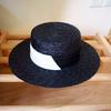 Европейский и американский ретро черный соломенный плетеный плоский верхний топ-цилиндр женская летняя шляпа от солнца защита от солнца пляжный отпуск соломенная шляпа шляпа от солнца