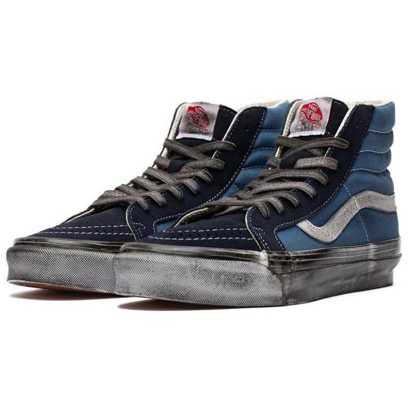Vans SK8 LX OG "Stressed Navy" High Top Skate Shoes Unisex Navy White Black VN0A4BVBNGJ