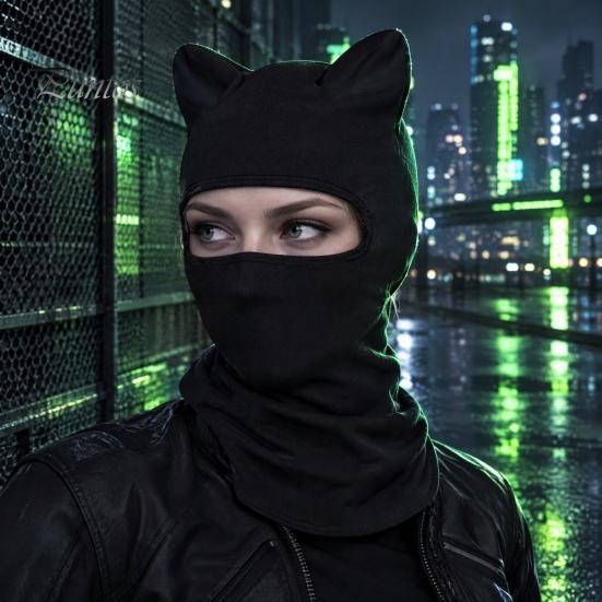 Эластичная маска для лица, балаклава для велоспорта с 3D-ушками кошки, защита от солнца УФ, полностью летний чехол, дышащий шарф-гетра из ледяного шелка для активного отдыха