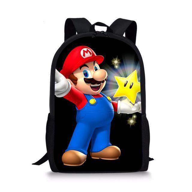 Double Super Mario Shoulder School Bag With Durable Material Pattern Playful