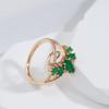 Женское винтажное кольцо Kinel из розового золота с зеленым цирконом, уникальный дизайн, свадебные украшения для невесты
