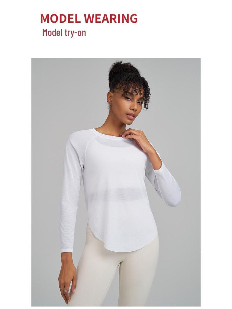 Huaton Женский Осенне-Зимний Сетчатый Утягивающий Топ для Йоги с Длинным Рукавом, Быстросохнущий, для Фитнеса и Бега