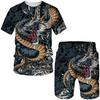 3D Print Vintage Oriental Dragon God Men's Tracksuit  Tees/Shorts/Sets Samurai Tattoo Outfit Fashion Male Streetwear Clothing