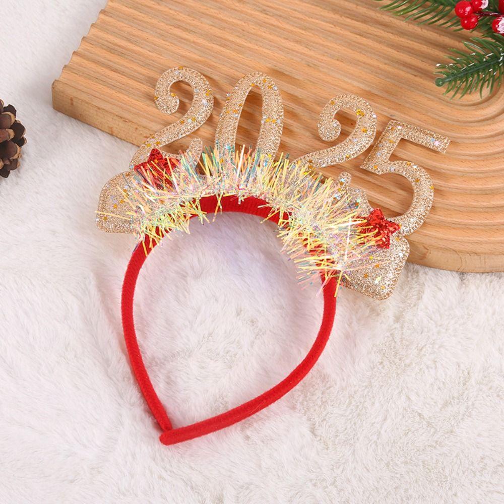 Wear-resistant Sequin 2025 New Year Headbands Non-slip Happy New Year Headdress  Party Favors