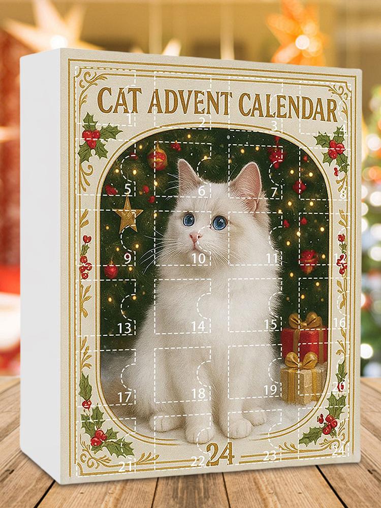 Для любителей кошек Кошачий Адвент-календарь 2025 с 24 фигурками кошек 24 дня Рождественский календарь обратного отсчета Календарь обратного отсчета к Рождеству Подарок