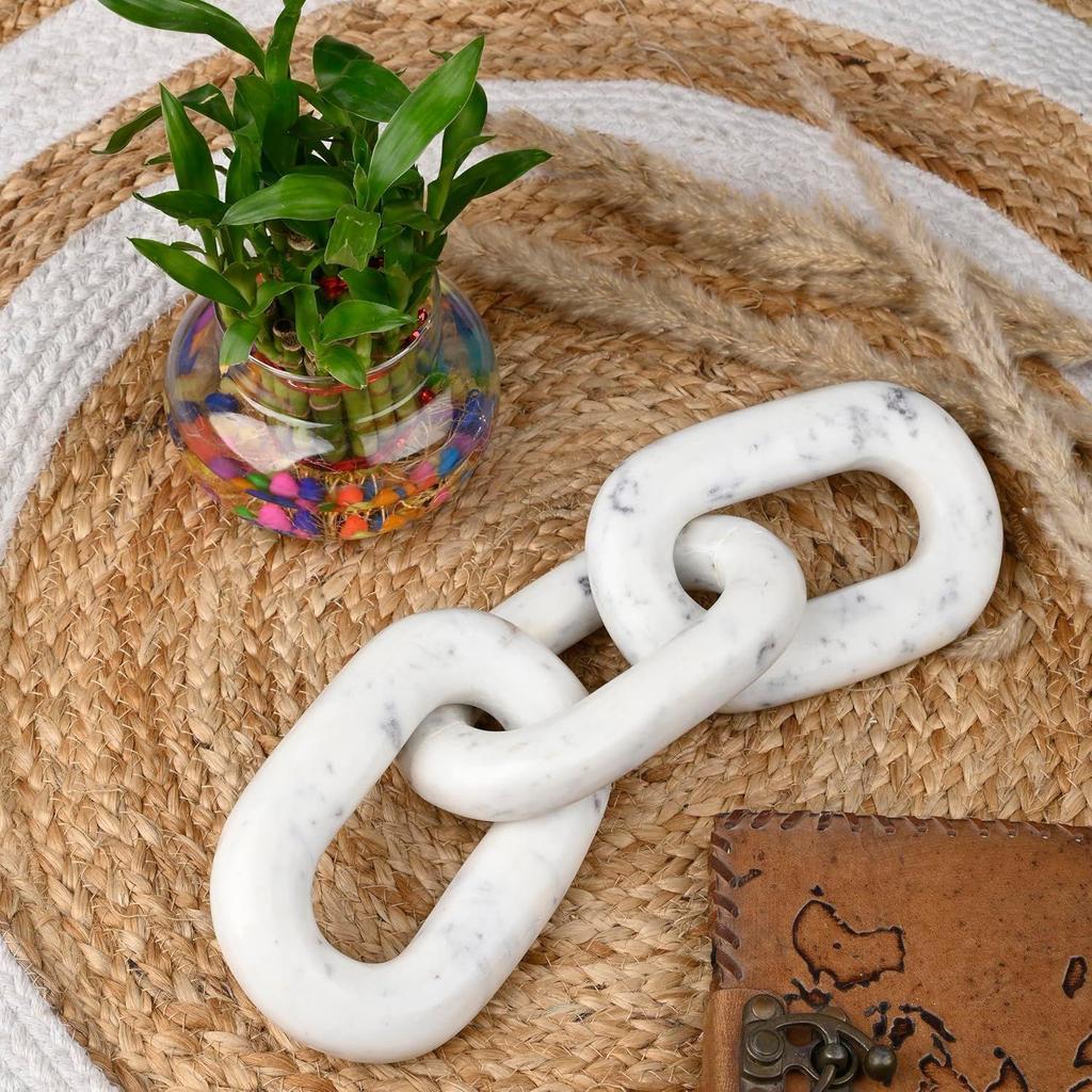 Elegant Marble Chain Link Knot- Modern Coffee Table Decor Items- Bookshelf Home Decor, Table Decorations for Living Room