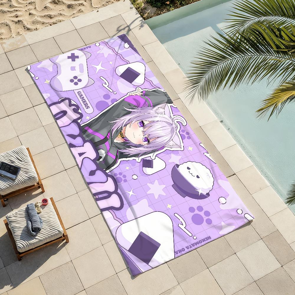 Певица N-Nekomata O-Okayu Vtuber Полотенце Мягкое Легкое Анти-Песок Большое Пляжное Полотенце Быстросохнущее Ванна Спорт Семья