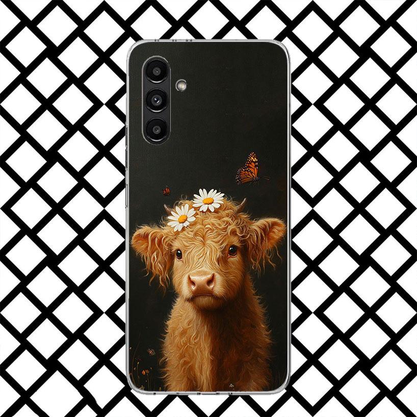 Cute Highland Cow Phone Case for Samsung Galaxy A17 A37 A57 A16 A26 A36 A56 A15 A25 A35 A55 A14 A24 A34 A54 A13 A23 A33 A53 Gala
