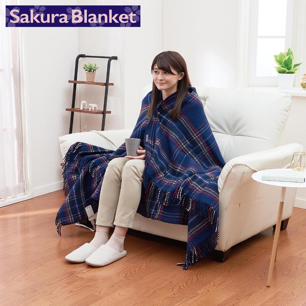 Sakura Blanket Large Size 170 X 130cm Made In Japan Washable Hot Throwket Navy Blue (Sakura Blanket) SAKURA39-TK1(NB)