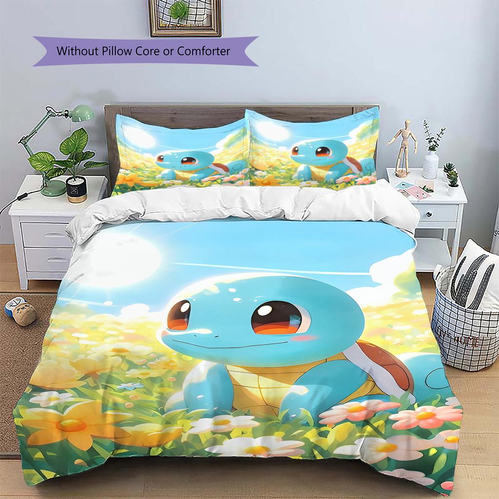 Squirtle Chibi Cartoon Pillowcase, Cute Squirtle Home Decor, Gift for Pokemon Fans
