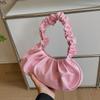 Women's Pleated Cloud PU Leather Shoulder Bag  Solid Color Shoulder Bags  French  Leisure Armpit Bag