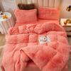 Luxury 4 Piece Super Fluffy Soft Coral Fleece Warm Cozy Mink Bedding Set Velvet Duvet Cover Bedding Set Blanket Bed Cover