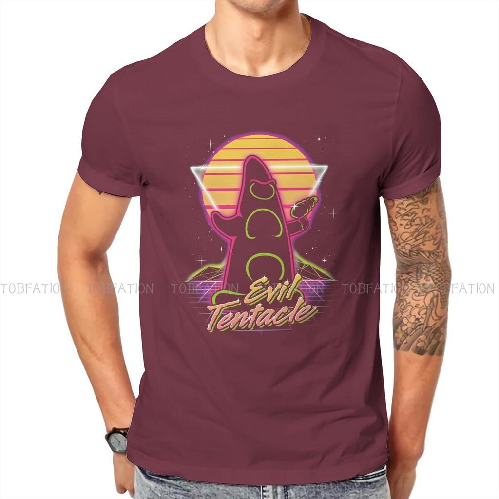Retro Evil O Neck Tshirt Day Of The Tentacle Game Pure Cotton Original T Shirt Men Tops Fashion Oversized