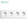 BSEED Single EU Socket Double Power Outlets Triple Electric Sockets Crystal Glass Wall Sockets White Black Gold Gray 16A