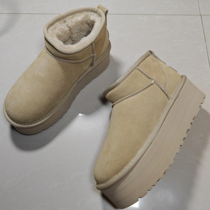 Мода 2025 Новые Женские Дизайнерские Зимние Туфли Мех Женские Высокие Каблуки Платформа Снежные Ботильоны Классические Мини Роскошные Botas Mujer Zapatos