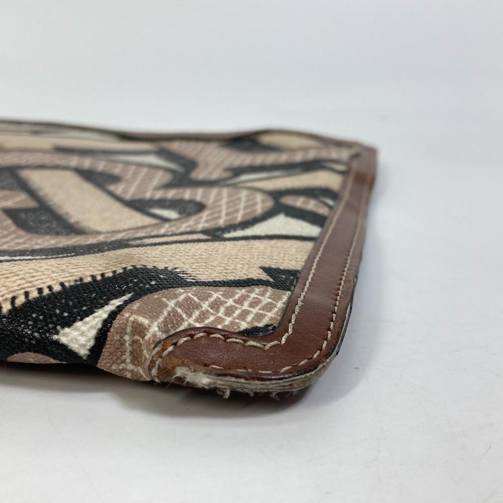 BURBERRY bag TB whole pattern fastener zip Clutch bag PVC/Leather Brown