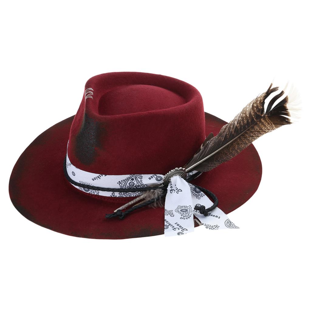 Wool Fedoras Panama Hat Exotic Distressed Homburg for Women Men Photo Props Western for Stage Live Show Headwear