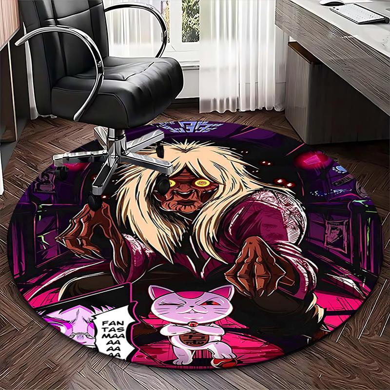 1pc Anime Demon with Cat Round Carpet - Fantasy Design Office Chair Mat