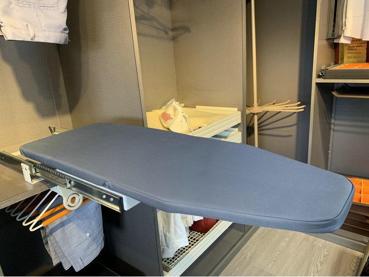 Folding Telescopic Closet Ironing Board with Damping Hinge and Hardware Accessories