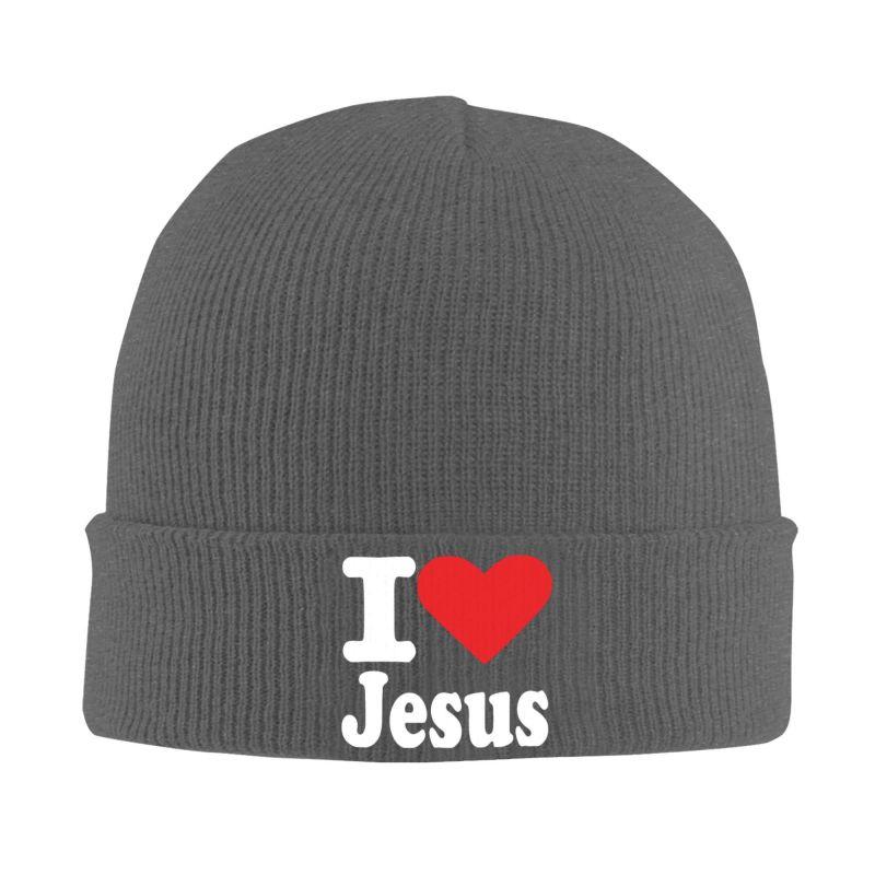 I Love Jesus Print Bonnet Hat Street Knitted Hat for Unisex Women Winter Warm Skullies Beanies Cap for Travel Outdoor Camping