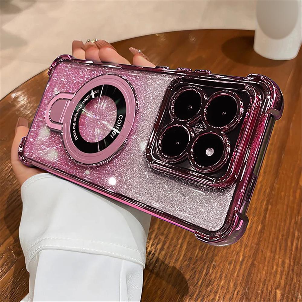 Glitter Shockproof Phone Case For Motorola Edge 60 50 Fusion Pro NEO G14 G24 G34 G54 G84 G52 G10 Magnetic Bracket Holder Cover