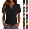 Женские Топы Элегантные Повседневные Рубашки с V-образным вырезом и коротким рукавом Плиссированные Блузки Туника на пуговицах