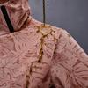 Women Jacket Outdoor Windbreaker Leaf Print Single-layer Waterproof Breathable Long Sleeve Hooded Zipper Pockets Zip Up Lady Fall Spring Coat