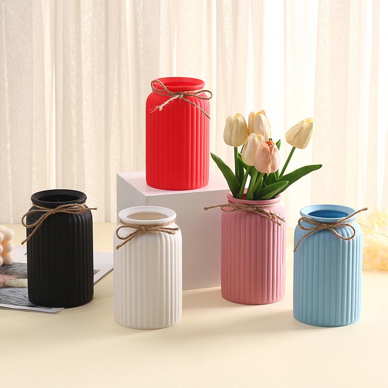 Современная скандинавская пластиковая ваза для цветов, розовый, синий, белый горшок, корзина, для дома, украшение гостиной, орнамент, композиция