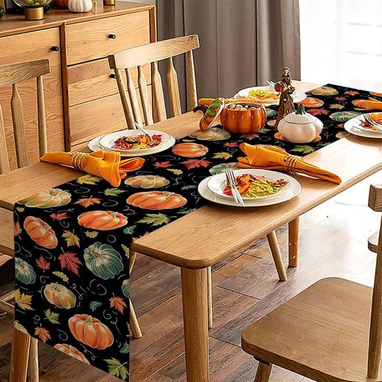 Дорожка для стола на День благодарения с принтом тыквы и подсолнуха, устойчивая к пятнам, многоразовая защита стола, украшение