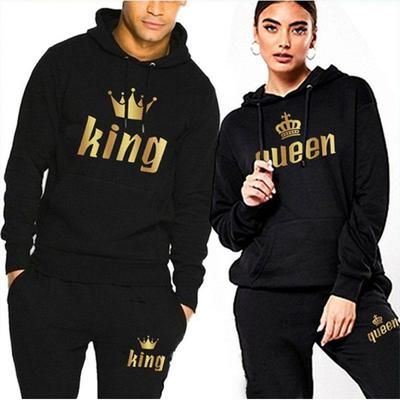 Одежда для влюбленных, мужские и женские спортивные костюмы King Queen, толстовки и брюки, одежда унисекс, толстовки больших размеров, костюмы