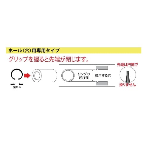 TOP Industrial (TOP) Snap Ring Pliers, for Holes, Curved Jaws, Fits Rings 6-11mm, 0.7mm Tip, Ultra-Fine Type, C-Ring Pliers, Reel, Maintenance, HB-125