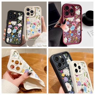 Чехол для телефона с цветными цветами Для iPhone 16pro 14pro 15 Pro Max 11 12 13 16 14 Plus Силиконовый противоударный чехол