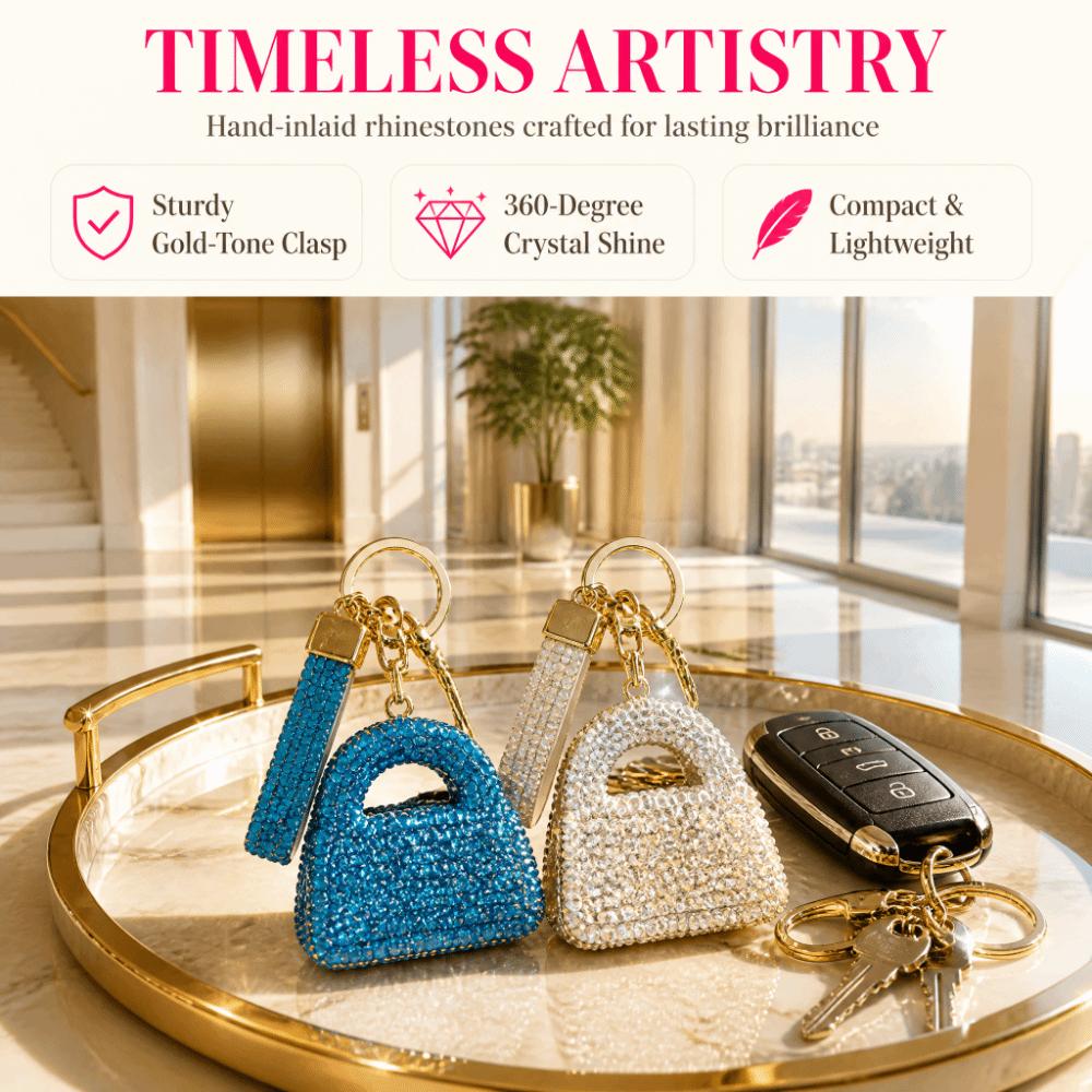 Luxury Rhinestone Mini Handbag Keychain Sparkling Car Key Ring Rhinestone Keychain Handbag Pendant