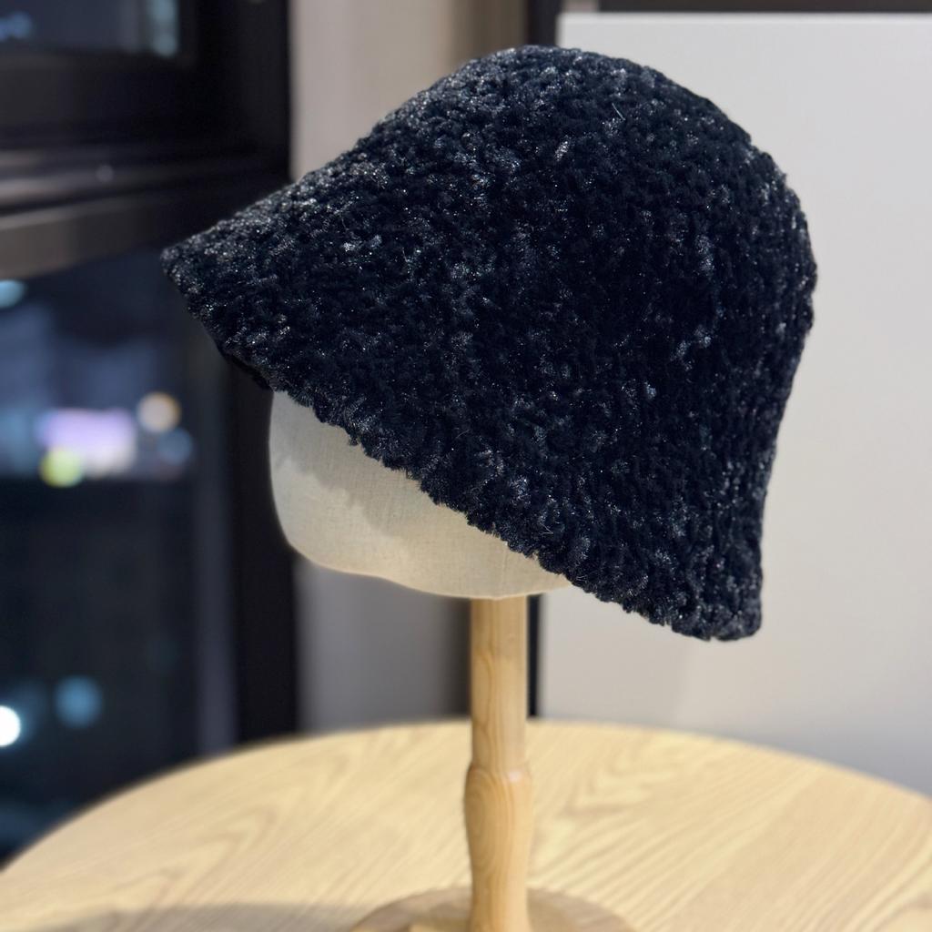 Новая шляпа рыбака женская осенне-зимняя однотонная универсальная теплая плюшевая шляпа-ведро нишевого дизайна с простым покрытием лица