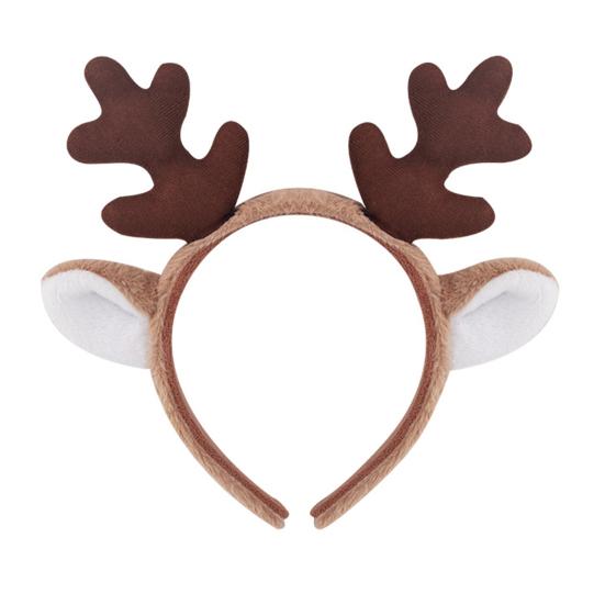 Рождественская повязка на голову с декором в виде рогов оленя, праздничный головной убор с дизайном оленя, женские эластичные удобные рождественские аксессуары для волос