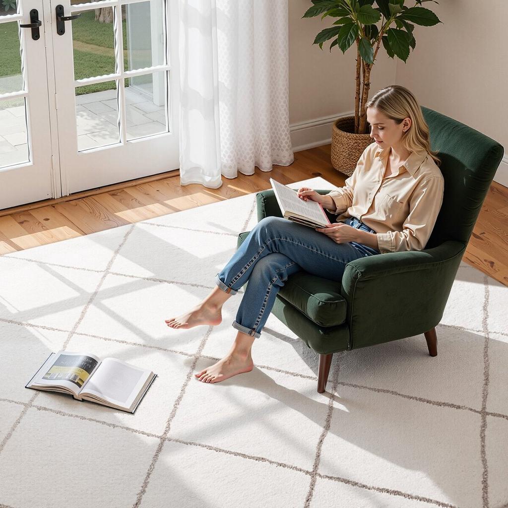 Indoor Plush Area Rugs, 2.44 x 3.05m Plush Carpet, Area Rugs Furry with Long Plushs Pile, Thick & Durable High-Pile Rug for High-Traffic Areas,