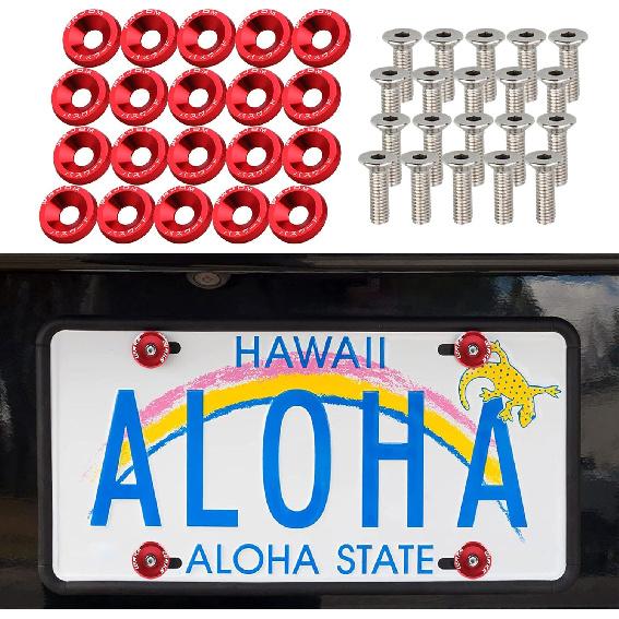 20 шт. Болт-шайба для крыла и бампера, Алюминиевая шайба для крыла, Комплект для украшения моторного отсека, Крепеж M6, Комплект шайб для крыла JDM, Подходит для болта-шайбы бампера,