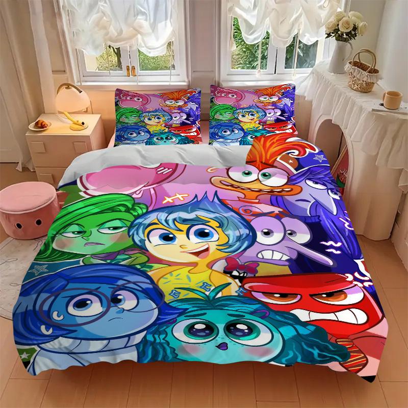 Colorful Emotions Characters Print 3Pcs Bedding Setduvet Cover With 2 Bedropillowcase Home Birthday Gift