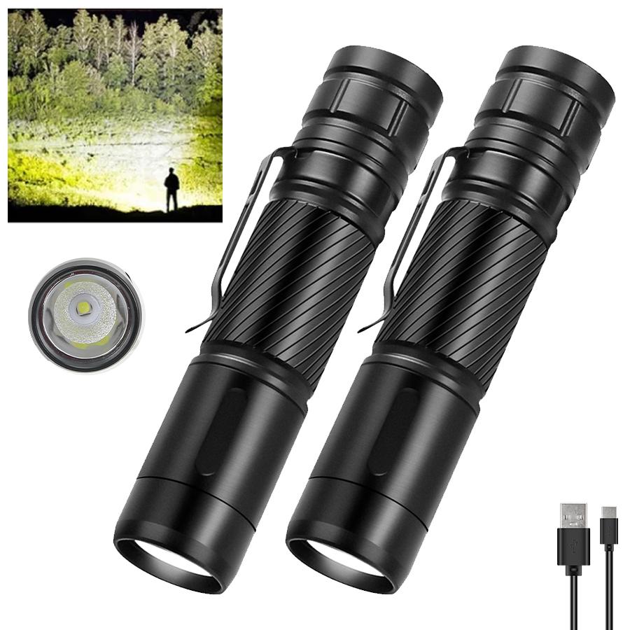 High Lumen LED Flashlight Mini Rechargeable Torch With Cap Clip USB Camping Emergency Lantern Waterproof Portable Flashlight