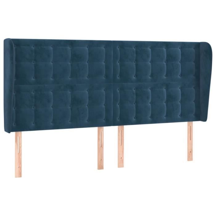 VidaXL Tête de lit avec oreilles Bleu foncé 183x23x118-128 cm Velours3118454