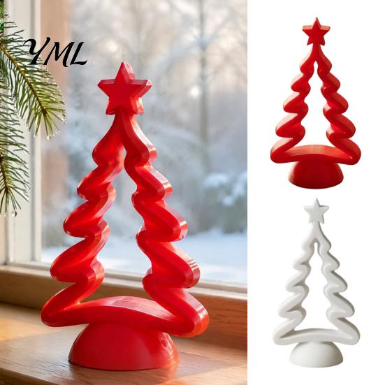 Exquisite Christmas Home Decor Hollow Tree Statue, 3D Printed Star Topper Ornament, Ornament Modern Festive Centerpiece for Tabletop Holiday