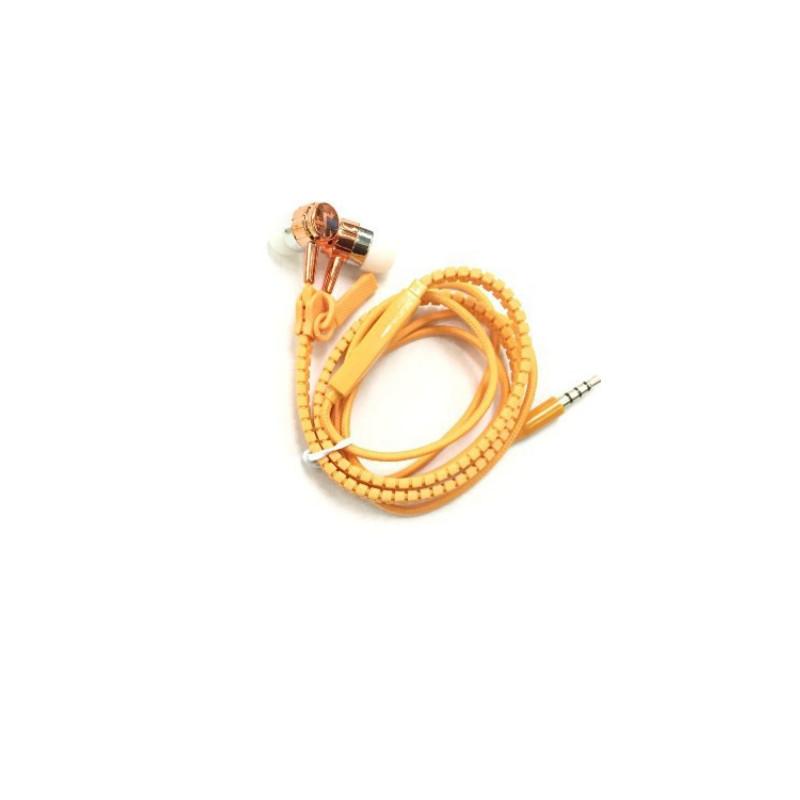 Металлические наушники-вкладыши на молнии с микрофоном для прослушивания и управления вызовами на мобильном телефоне