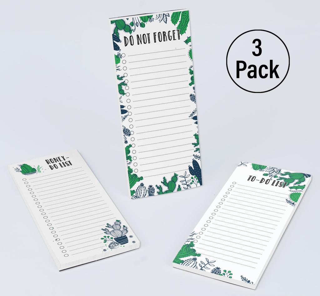 Inkdotpot Pack of 3 Magnetic Fridge To-Do List Notepads- Magnetic Memo Pads For Refrigerator- (50 Sheets