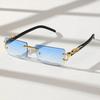1 Pc Fashionable Trendy Frameless Rectangular Personalized Sunglasses For Daily Life