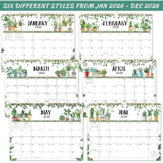 2026 Calendar - 2026 Wall Calendar, Jan. 2026 - Dec. 2026, 12-Month Calendar, 15" x 11.5", Twin-Wire Binding + Hanging Hook + Thick Paper + Unruled