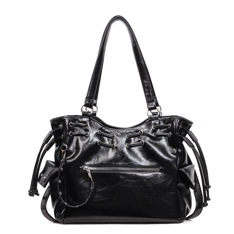 Трендовый рюкзак на шнурке, многокарманная кожаная сумка, стильная женская сумка через плечо