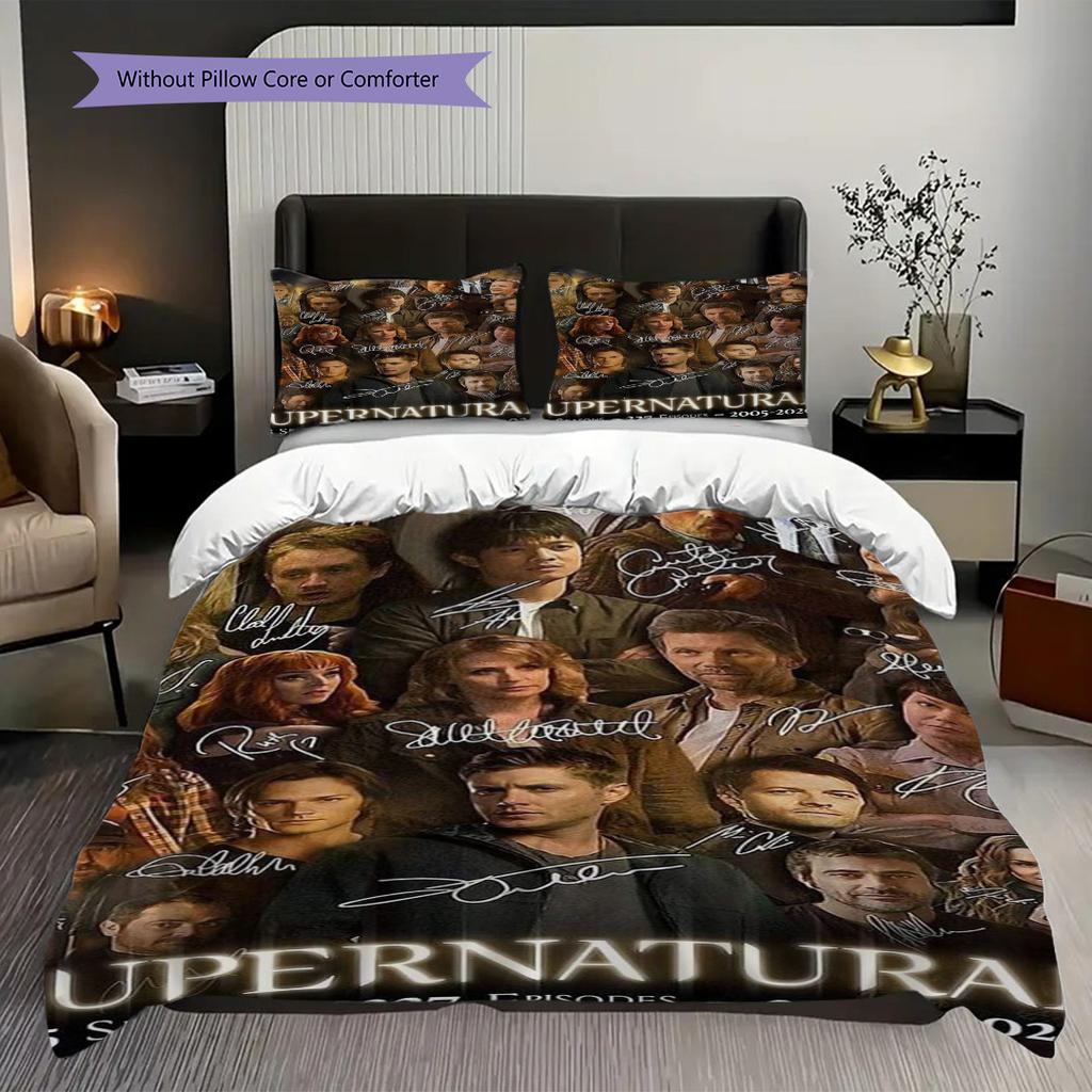 Supernatural Legacy Seasons Mystery Magic Three-piece set (1 * duvet cover + 2 * pillowcase, without core) 2D Flat Christmas birthday gift