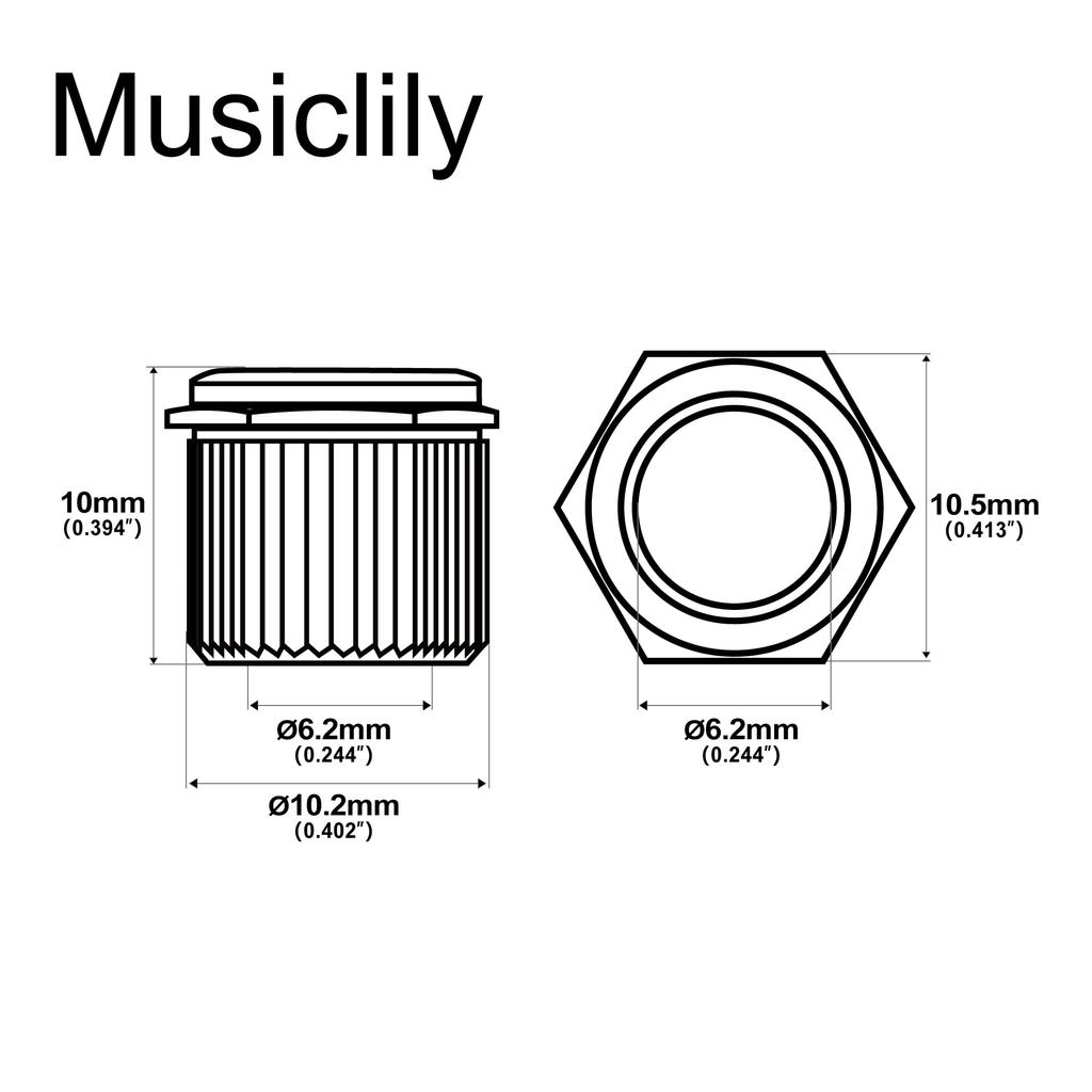 Musiclily Ultra Brass Hex Head Conversion Bush Guitar Tuners for 6mm-10mm Modern/Vintage Tuners, Gold (Set of 6)